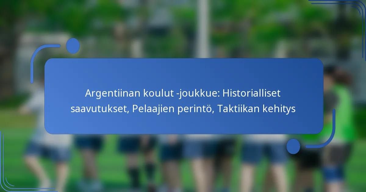 Argentiinan koulut -joukkue: Historialliset saavutukset, Pelaajien perintö, Taktiikan kehitys