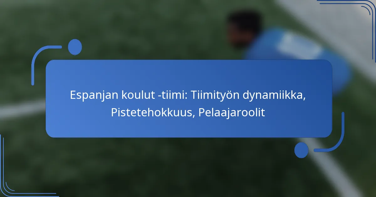 Espanjan koulut -tiimi: Tiimityön dynamiikka, Pistetehokkuus, Pelaajaroolit