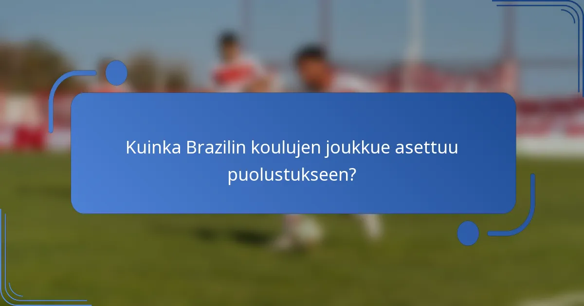 Kuinka Brazilin koulujen joukkue asettuu puolustukseen?