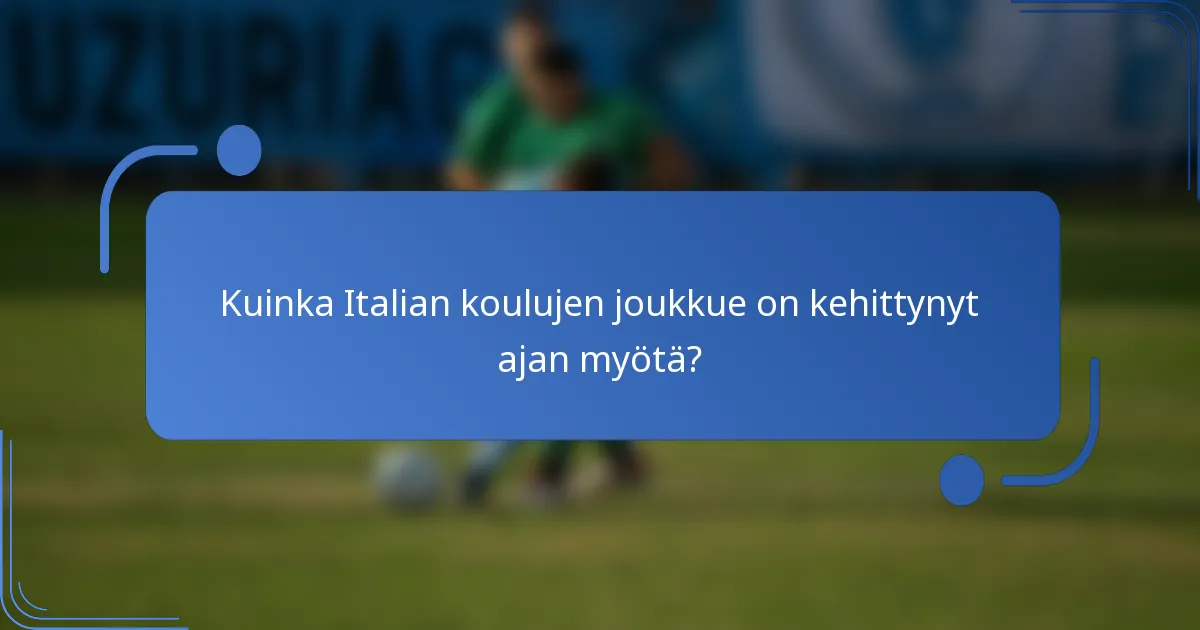 Kuinka Italian koulujen joukkue on kehittynyt ajan myötä?