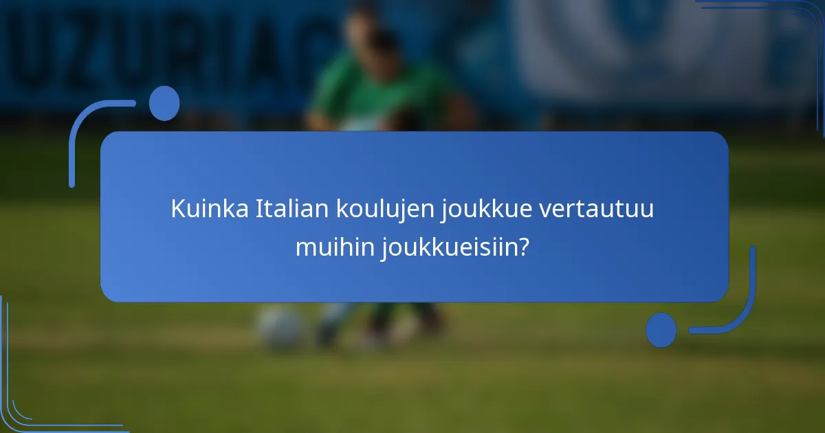 Kuinka Italian koulujen joukkue vertautuu muihin joukkueisiin?