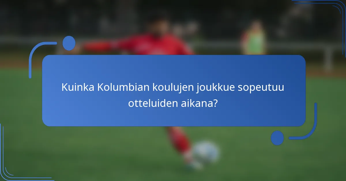Kuinka Kolumbian koulujen joukkue sopeutuu otteluiden aikana?