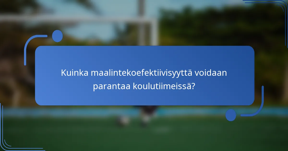 Kuinka maalintekoefektiivisyyttä voidaan parantaa koulutiimeissä?