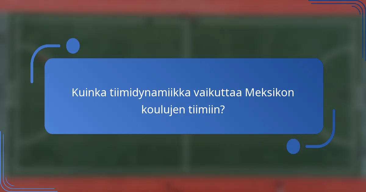 Kuinka tiimidynamiikka vaikuttaa Meksikon koulujen tiimiin?