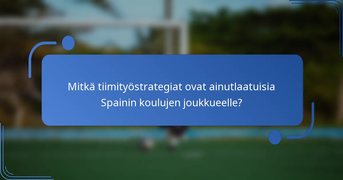 Mitkä tiimityöstrategiat ovat ainutlaatuisia Spainin koulujen joukkueelle?