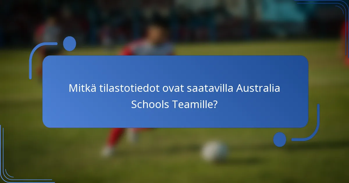 Mitkä tilastotiedot ovat saatavilla Australia Schools Teamille?