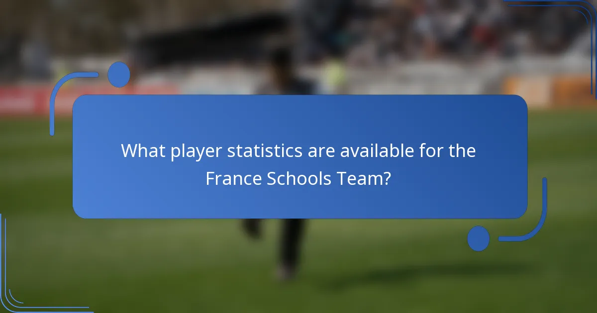 What player statistics are available for the France Schools Team?